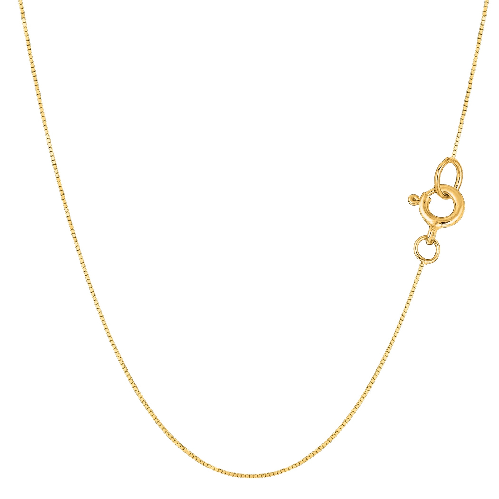14k Real Solid Gold Mirror Box Chain Necklace, 0.45mm (20 Inches)