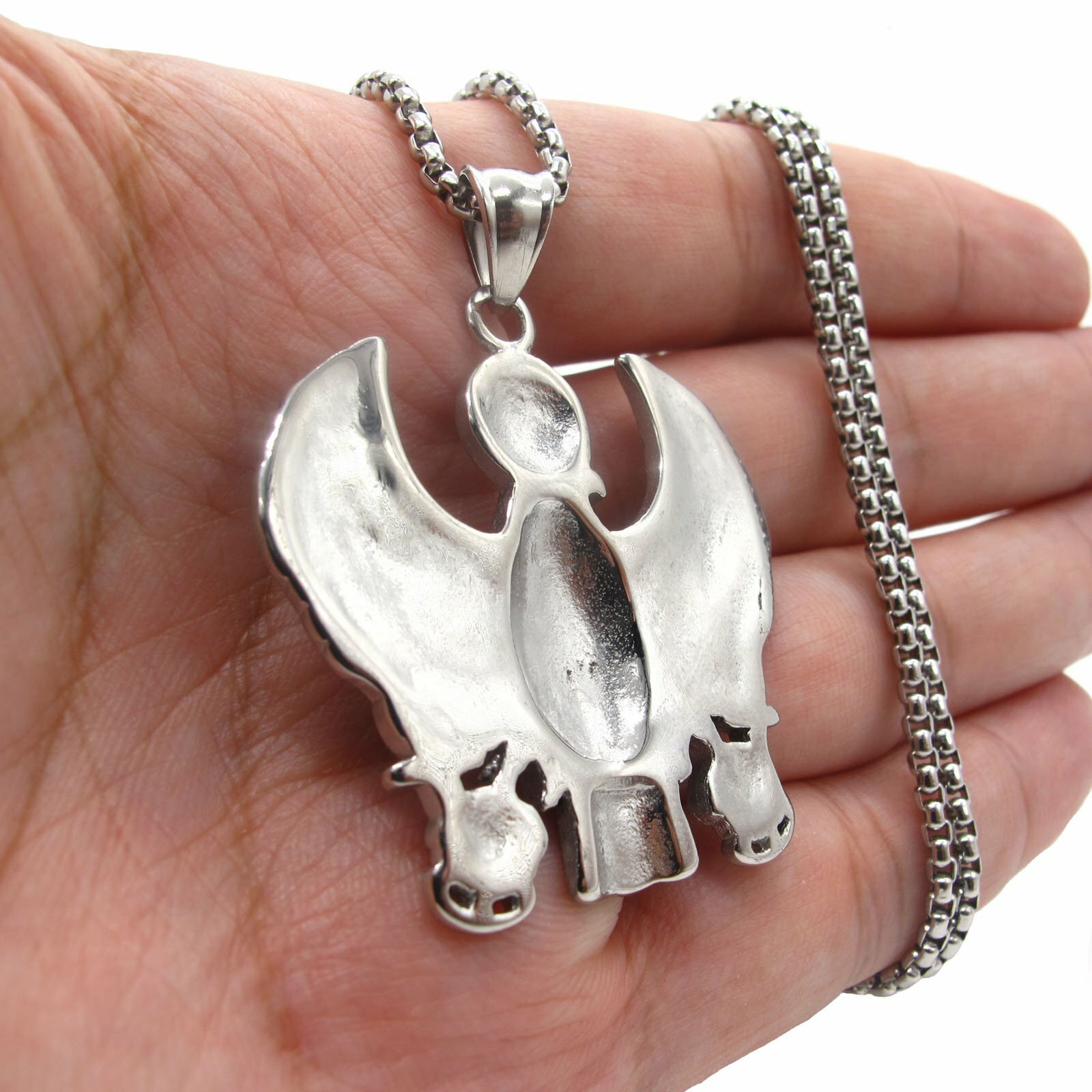 MENDEL Mens Egypt Egyptian Horus Falcon Ankh Pendant Necklace Stainless Steel