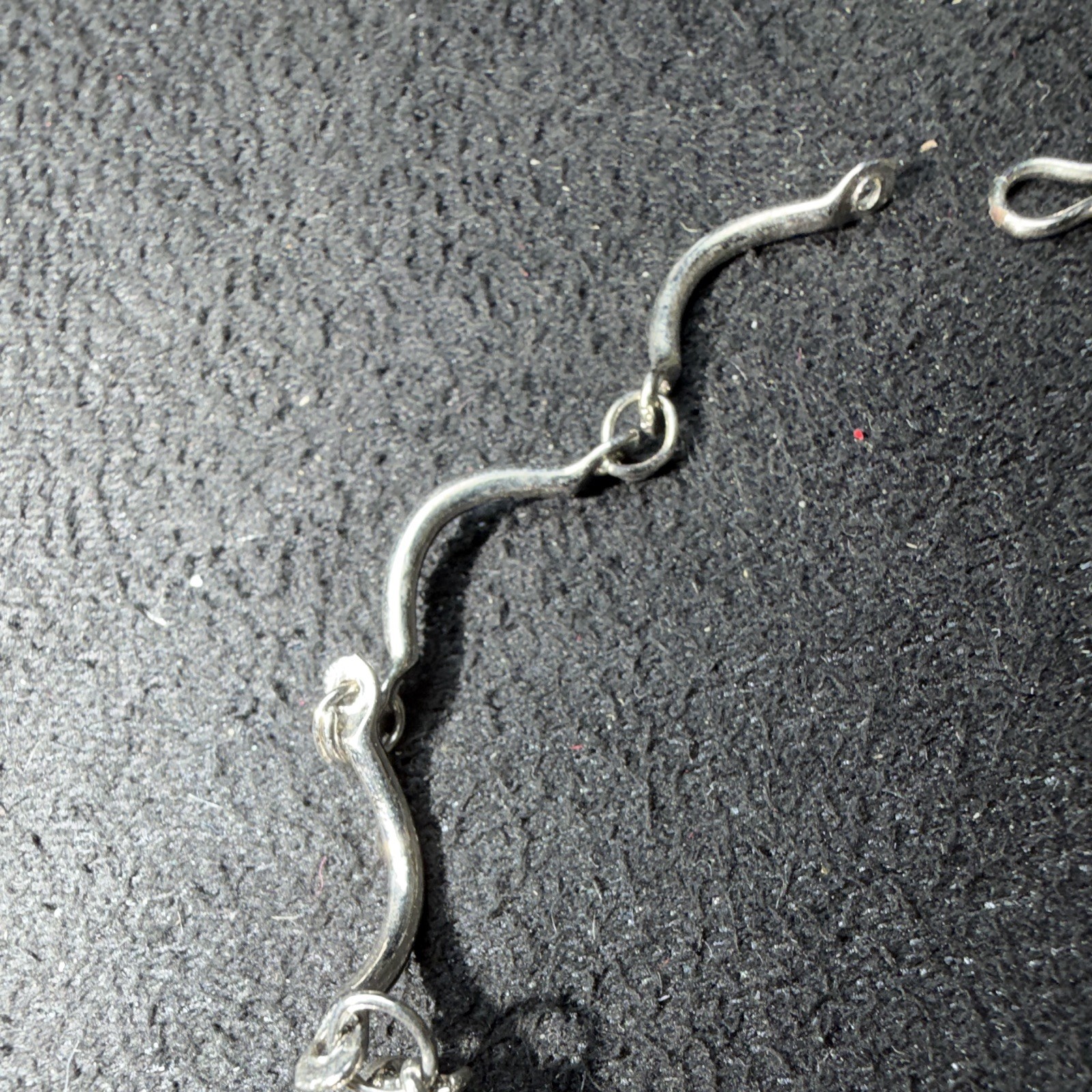 Silver-Tone Bar Link Chain Beaded Bracelet Clear Crystal Beads Hook Clasp