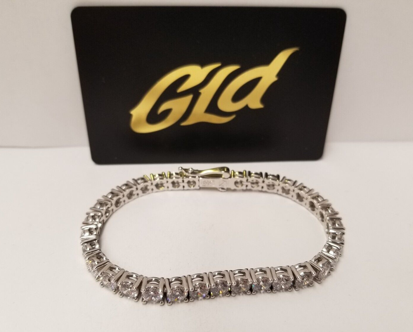 GLD 5mm Simulated Diamond 14k White Gold Plated 7″ Tennis Bracelet