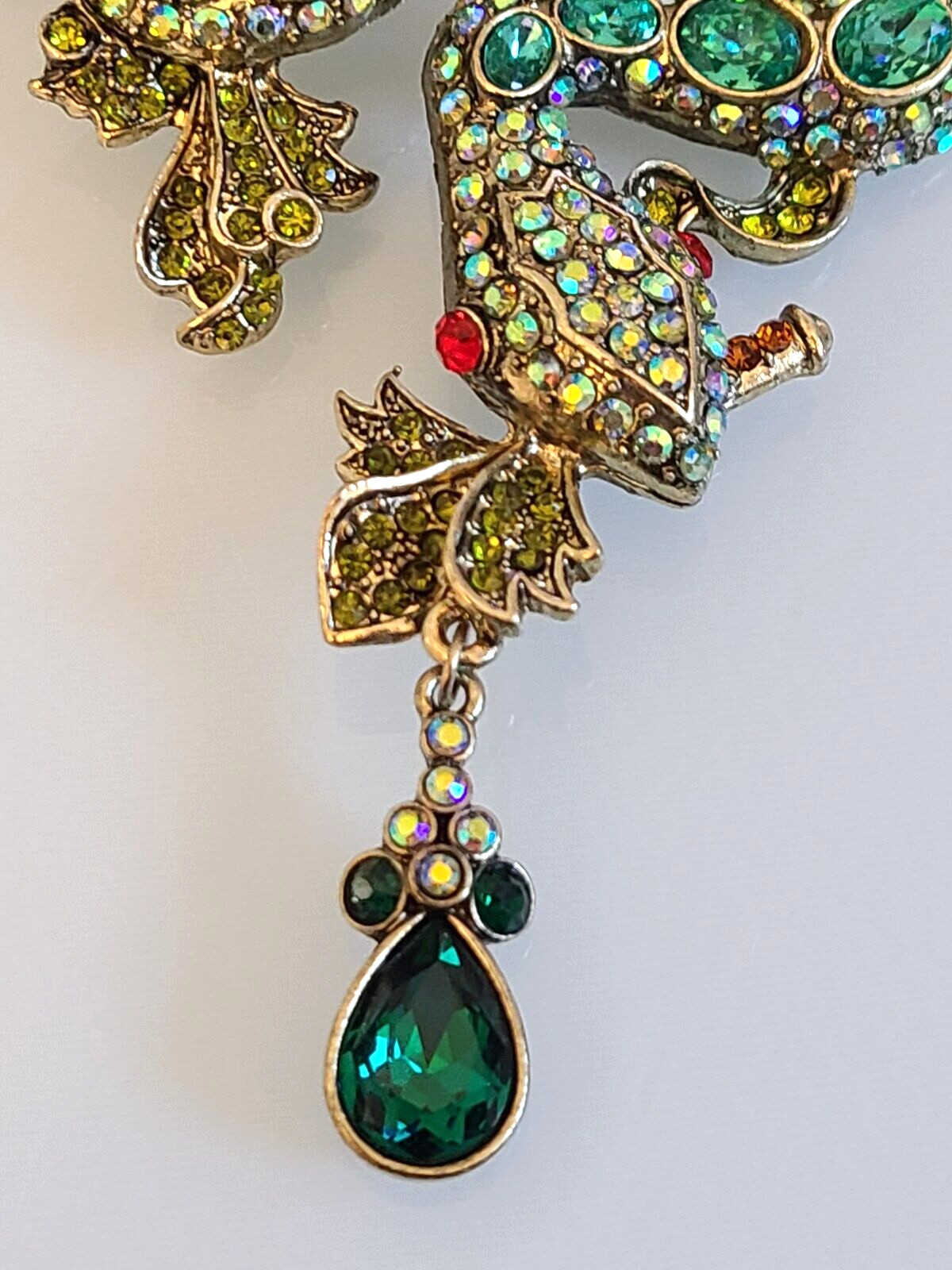 UNSIGNED “Secret Serpent” Snake HUGE Necklace AURORA BOREALIS CRYSTALS