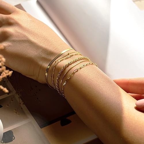 DEARMAY Gold Bracelets for Women Waterproof, 14K Gold Plated Jewelry Sets Trendy