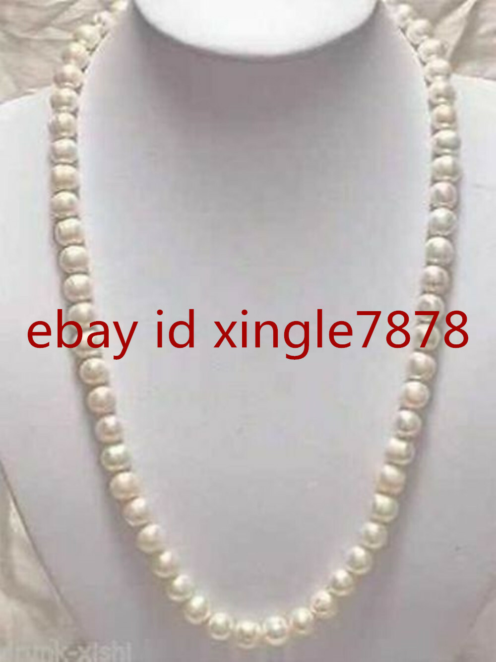 Natural 22 Inch 8-9mm Genuine White Freshwater Cultured Pearl Necklace