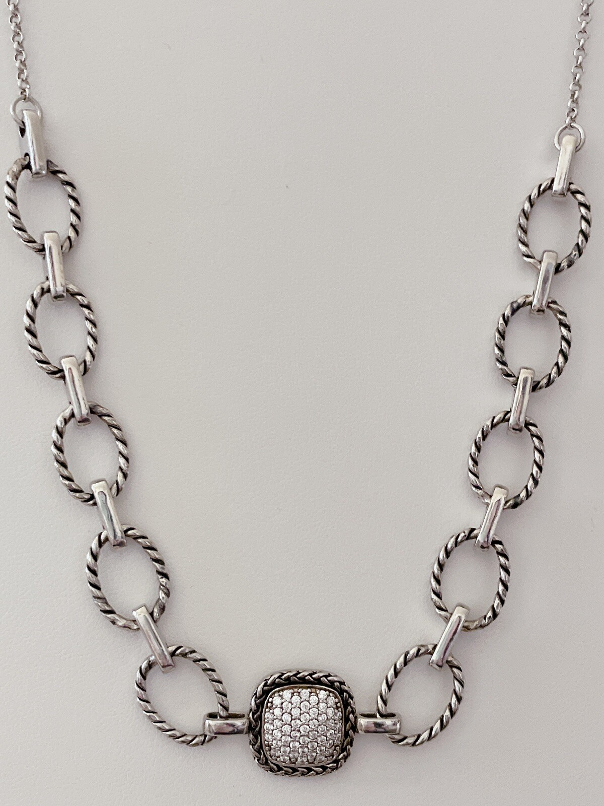 Giani Bernini Cubic Zirconia Pave Statement Necklace, Sterling Silver, NWT $235