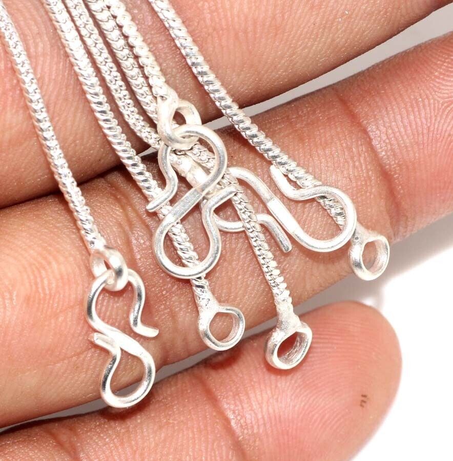 3 Pcs Lot Plain Silver Snake Chain Set 925 Silver Plated Necklace 16″ JW