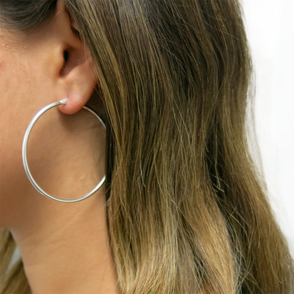 925 Sterling Silver 2MM Hoop Earrings-Unisex French Lock Hoop Earrings 10MM-80MM