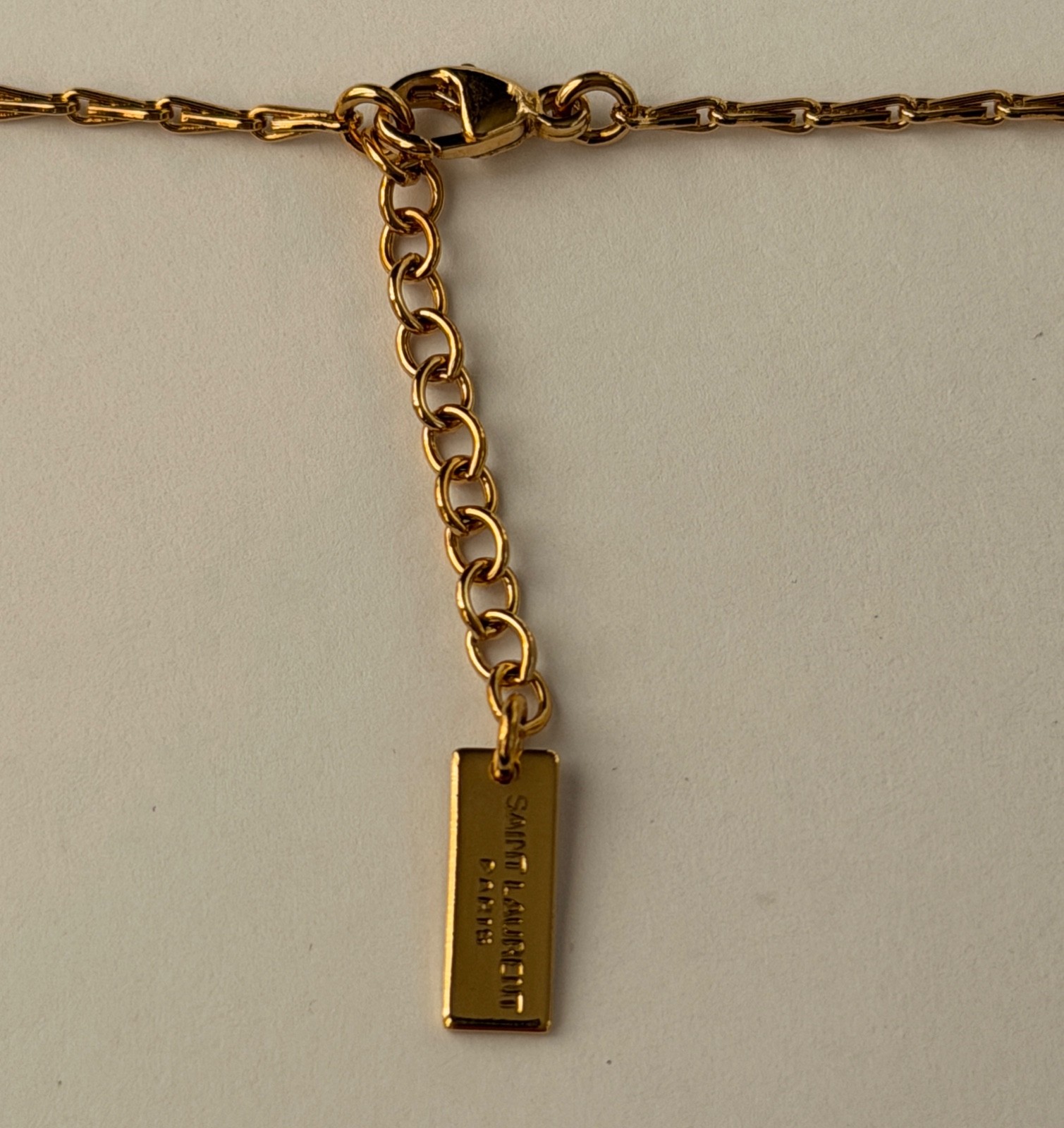 NWT Saint Laurent YSL Ball & Wheat Chain Station Gold Tone Brass Necklace $695