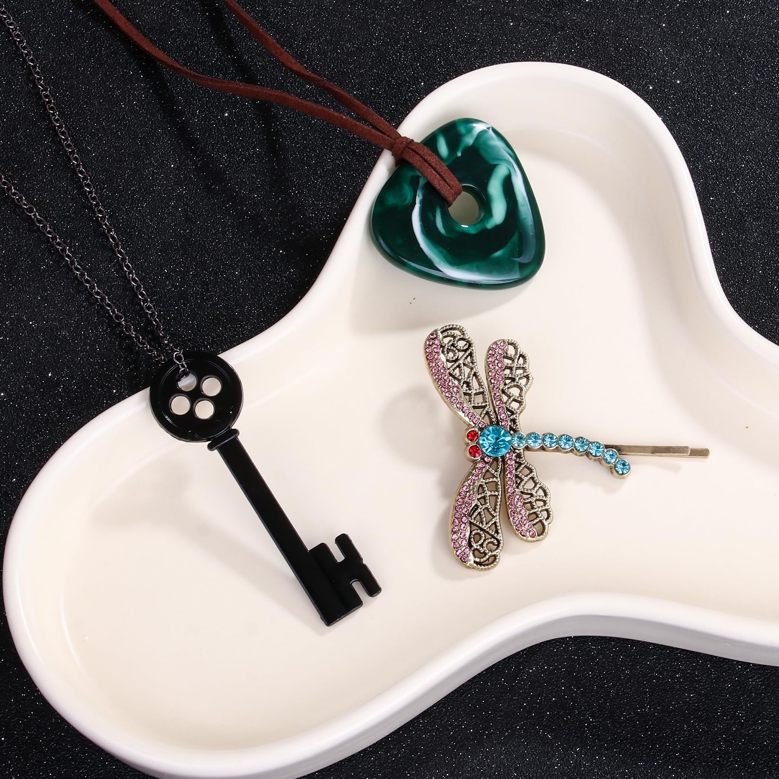 woxafo 3PCS Coraline Accessories Coraline Necklaces|Key Necklaces|Dragonfly Hair