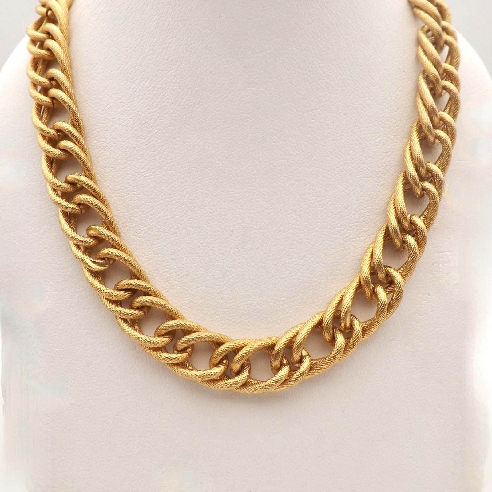18k Gold Plated Stainless Steel Double Curb Link Pendant Necklace 18in 67gr