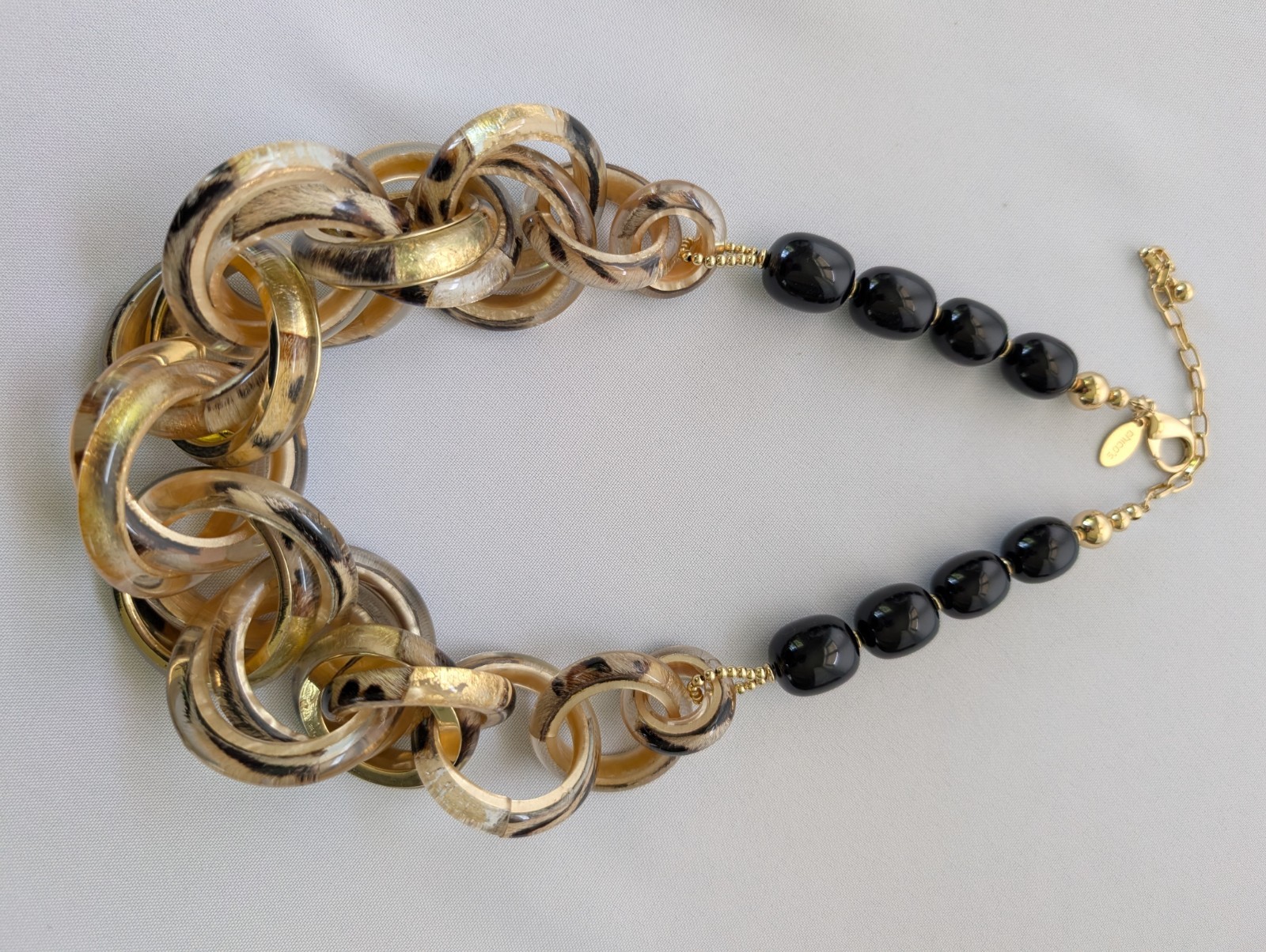 Chicos Animal Print Statement Black and Gold Necklace. Free Shipping $28.99
