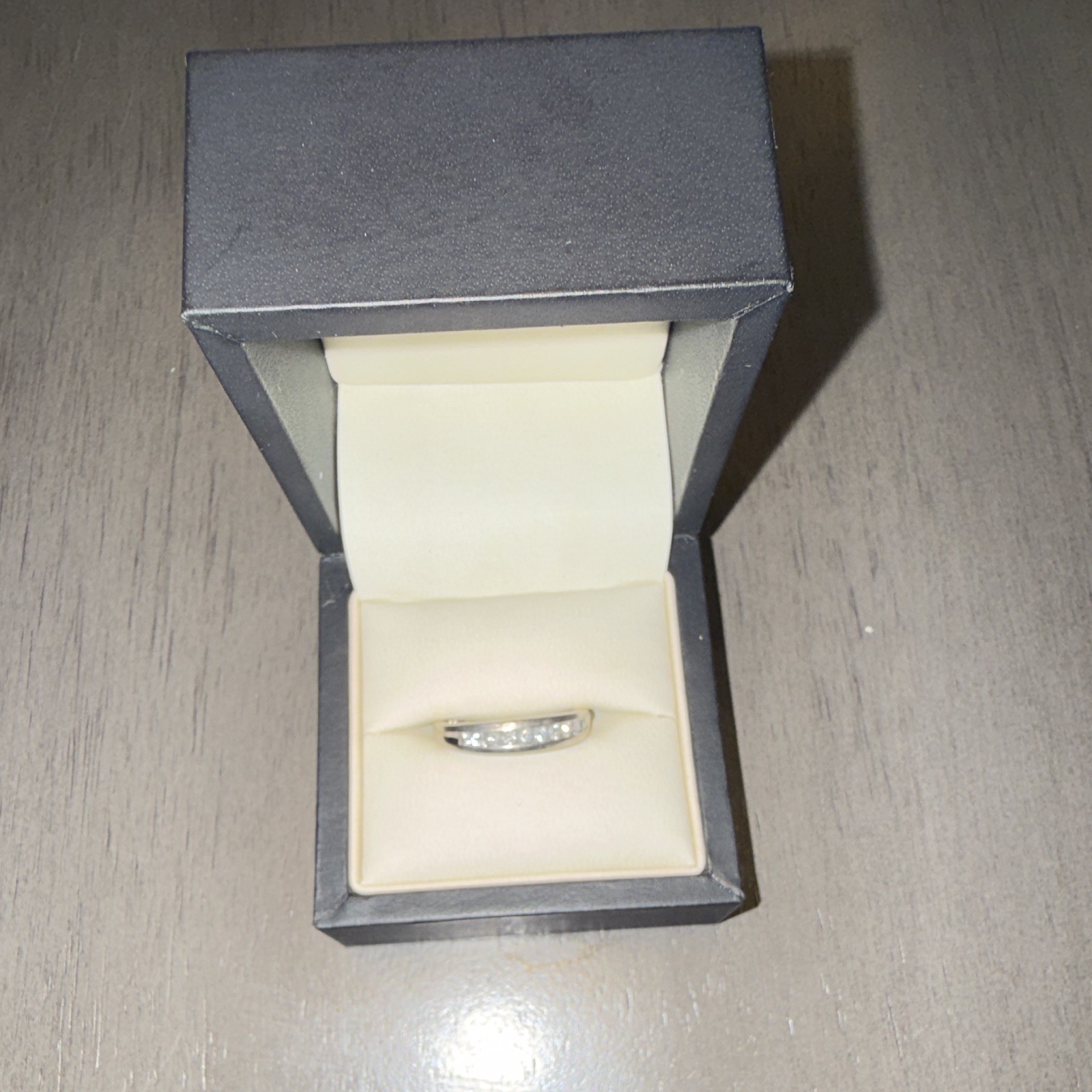 Littman Jewelers Silver Tone Band Ring Clear Stones, Size 8 Pre-Owned