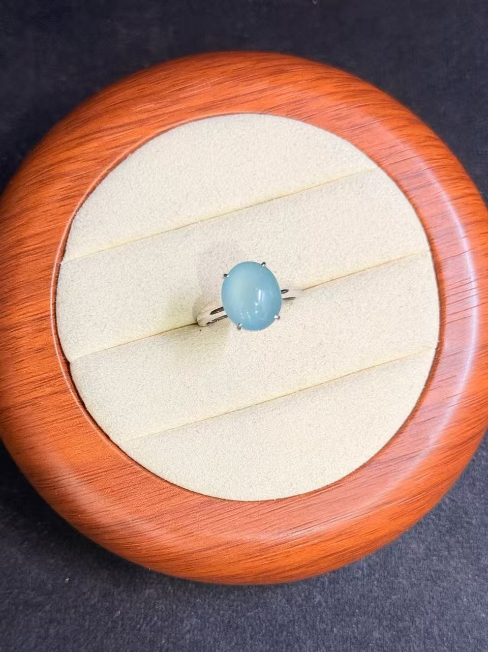 Top Natural sky blue jadeite ring