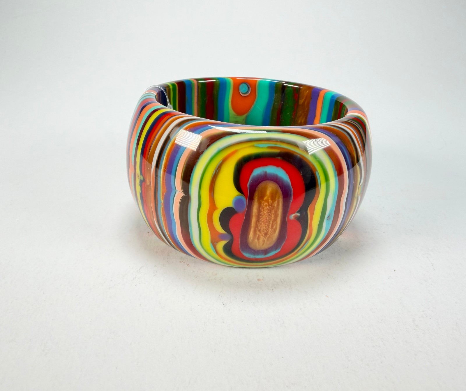 Jackie Brazil Tiger Liquorice Allsorts w/Cat Eye Mix Colours 5cm Resin Bangle
