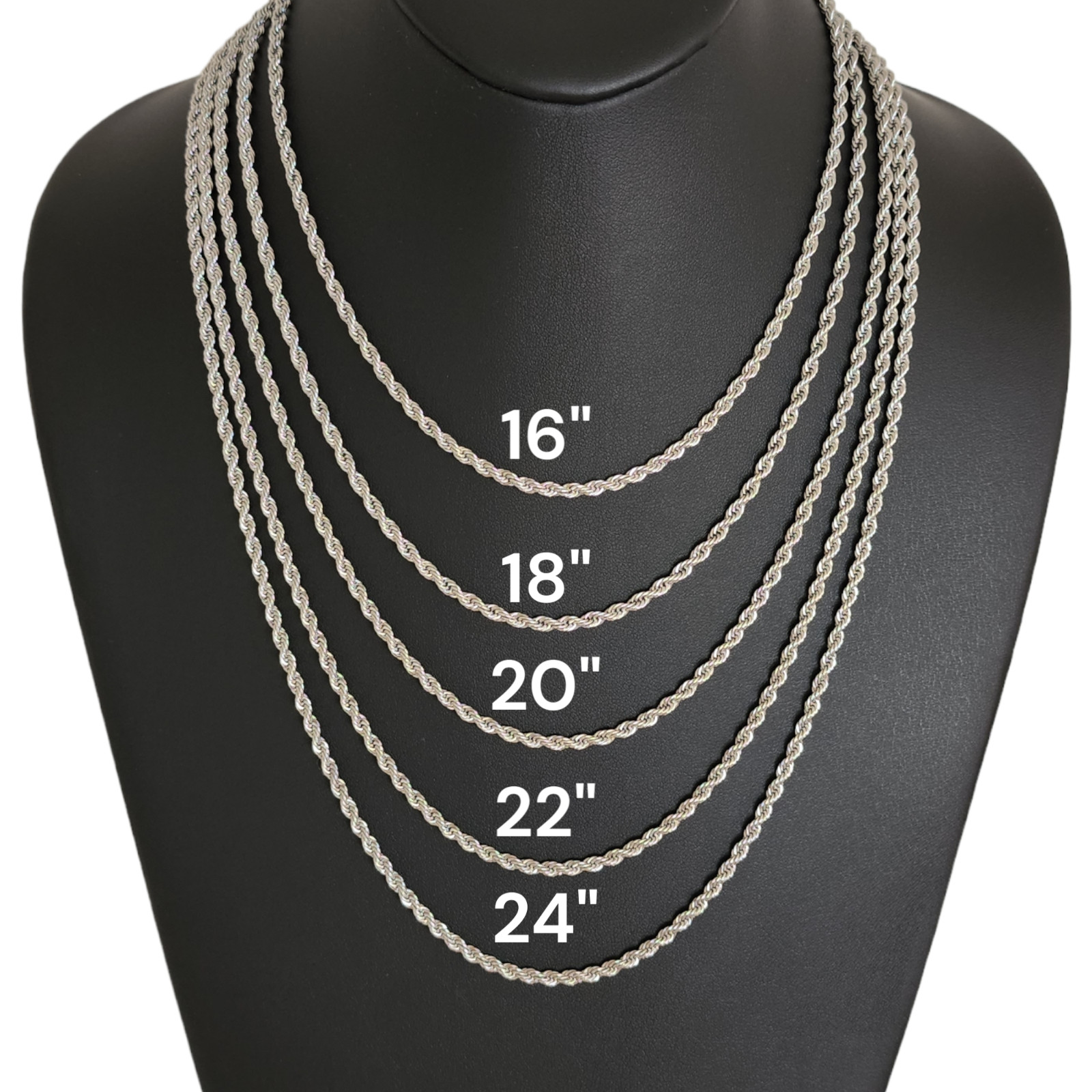 Stainless Steel Gold Plated Rope Chain 3mm Hip Hop Jewelry Unisex, Women, Men