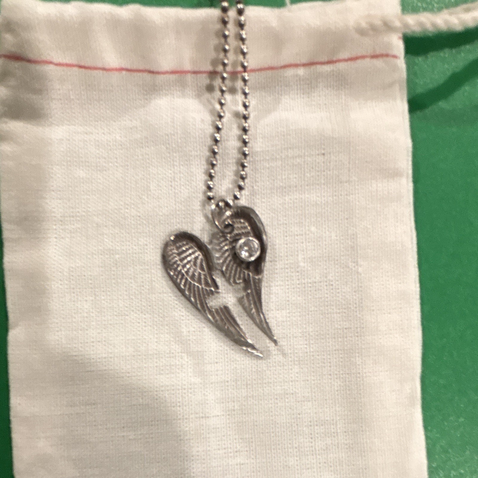 Heart Charm Pendant Necklace Silver Tone Ball/Bead Chain Lobster Closure