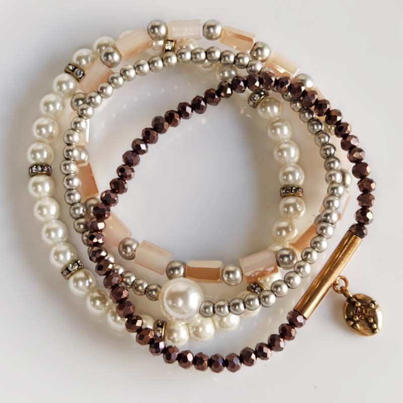 4pcs Chicos Beads Stackable Stretch Bracelet Retro Women Party Vacation Jewelry