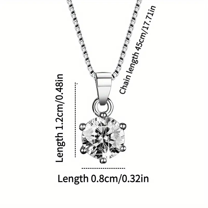Elegant Six Prong Zircon Pendant Necklace Simple Design Jewelry