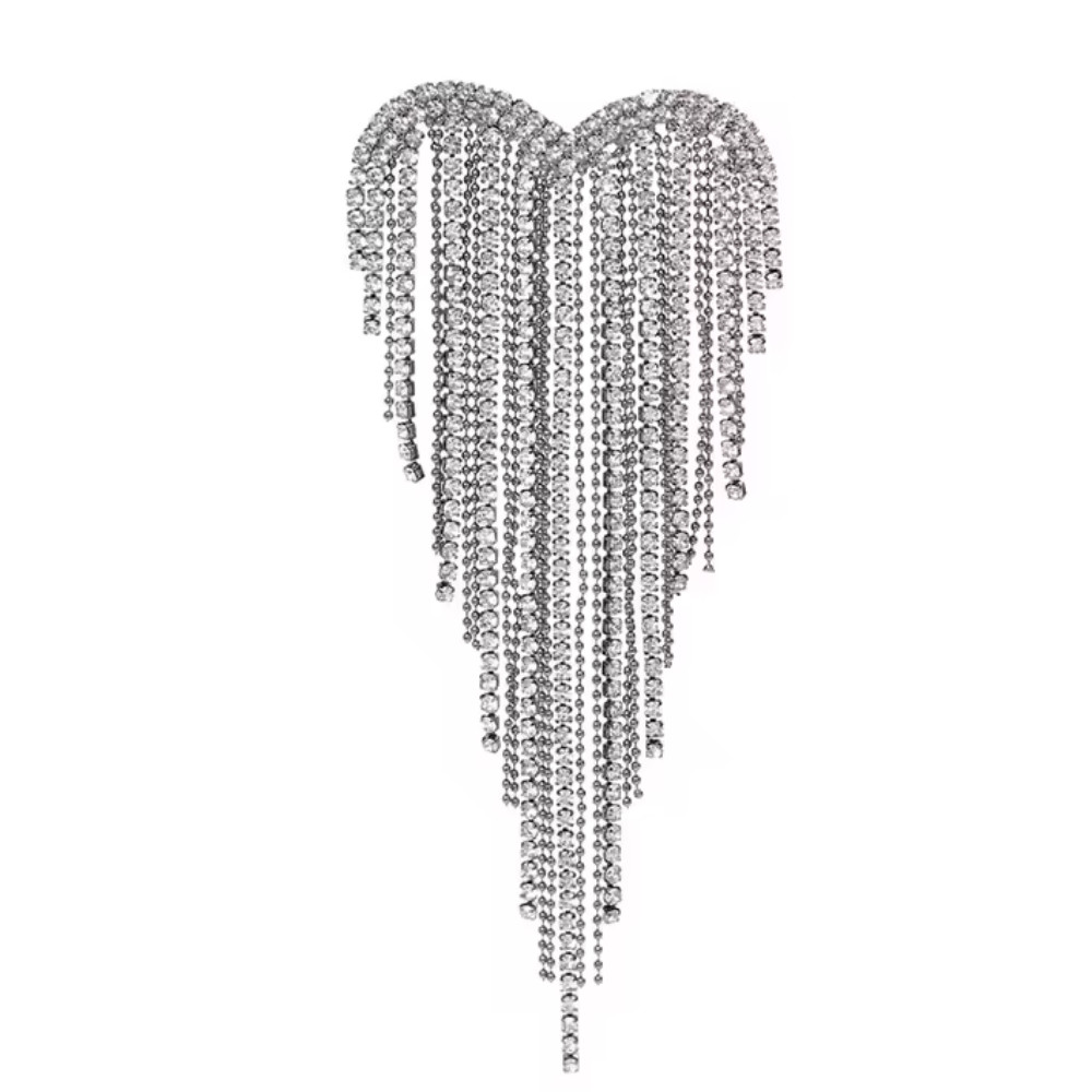 Mother’s Day Sparkling Crystal Heart Brooch Love Tassel Pin Jewelry Gift
