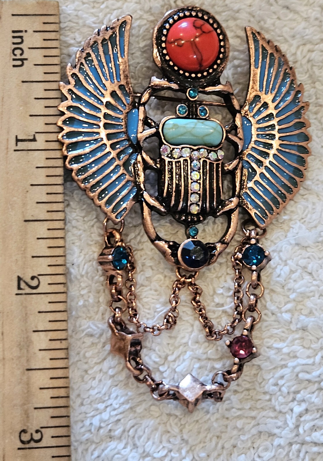 WINGED BEETLE BROOCH . EXTRAVAGANT BRILLIANT COLORFUL. CAN’T PASS THIS UP! LOOK!