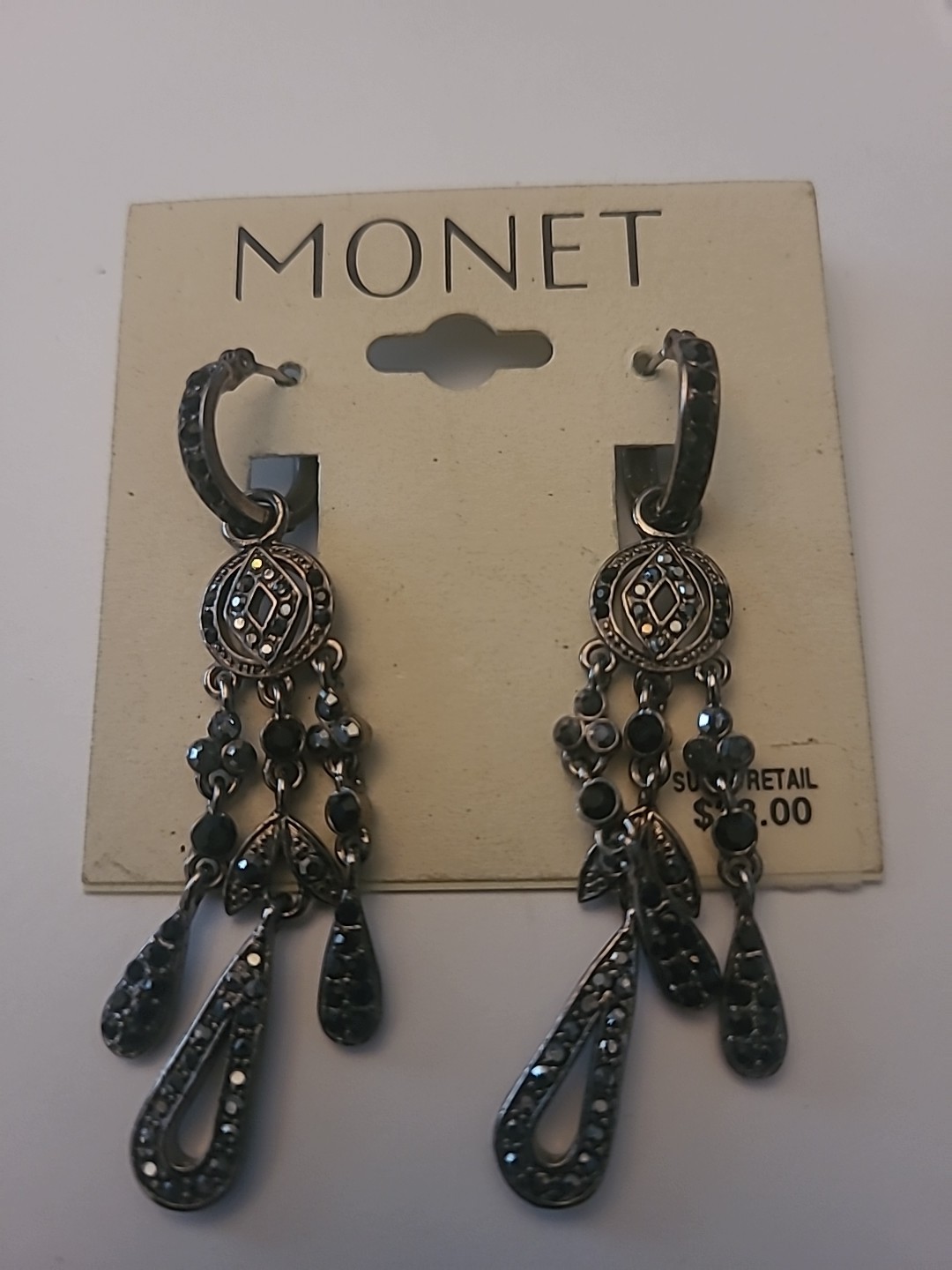 MONET Marcasite Chandelier Earrings See Pictures FREE SHIPPING