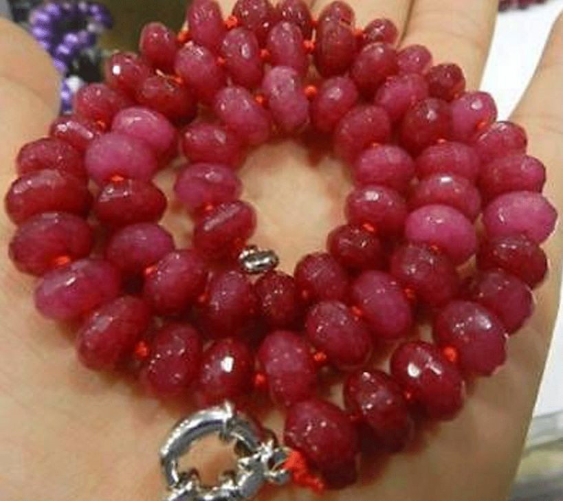 5x8mm Faceted Brazil Jade Rondelle Beads Gemstones Necklace 18″ AAA
