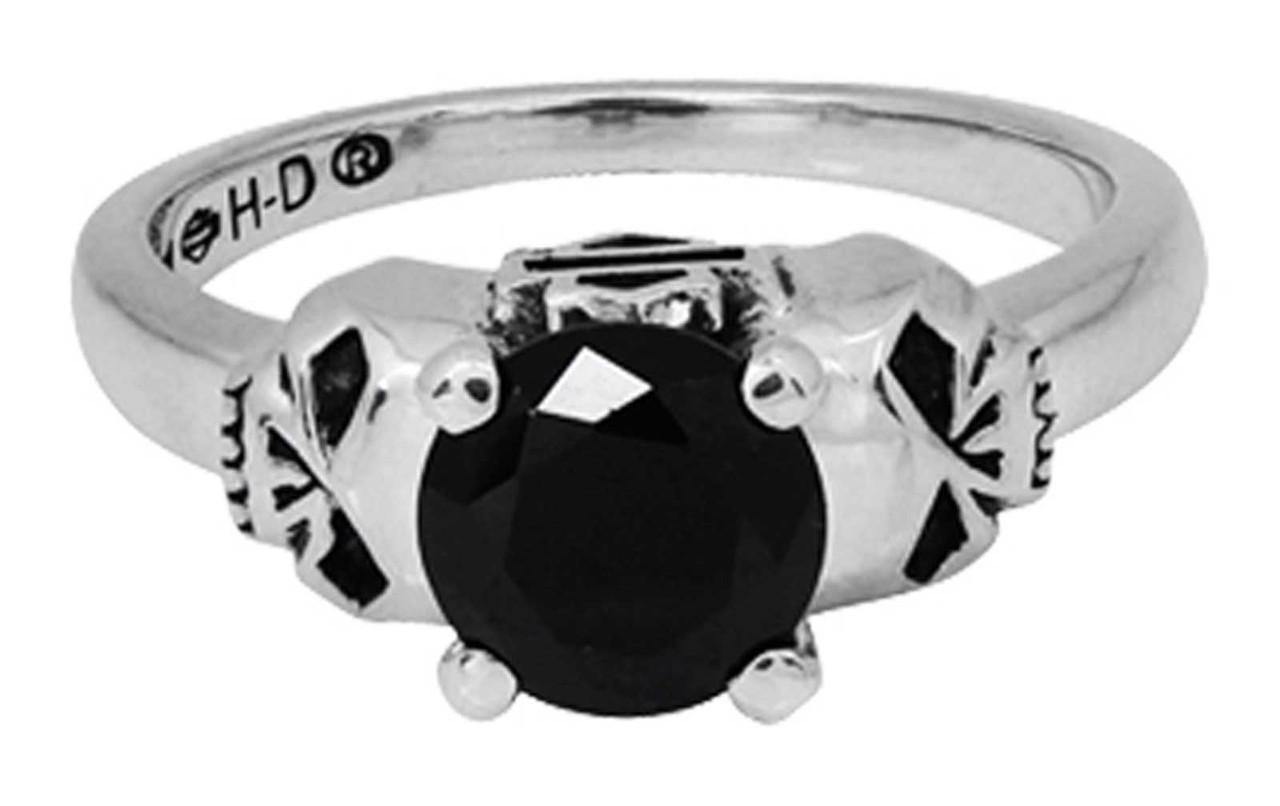 Women’s Harley-Davidson® Willie G® Skull Black Stone Solitaire Ring 100 HDR0373
