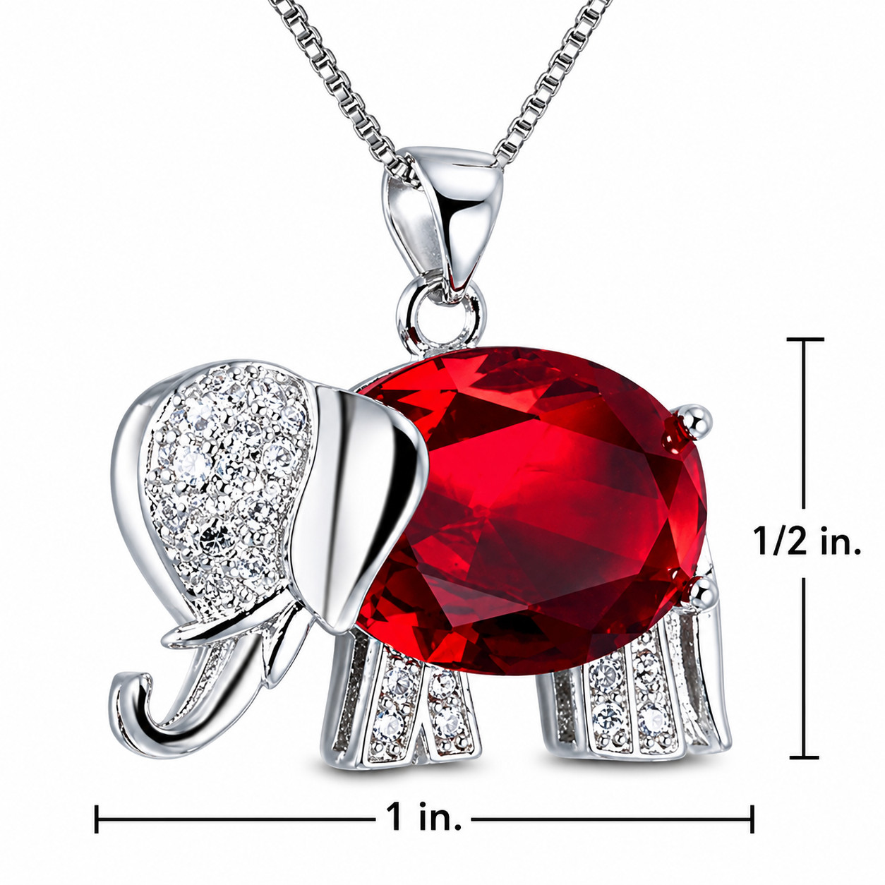 Red Crystal Elephant Necklace