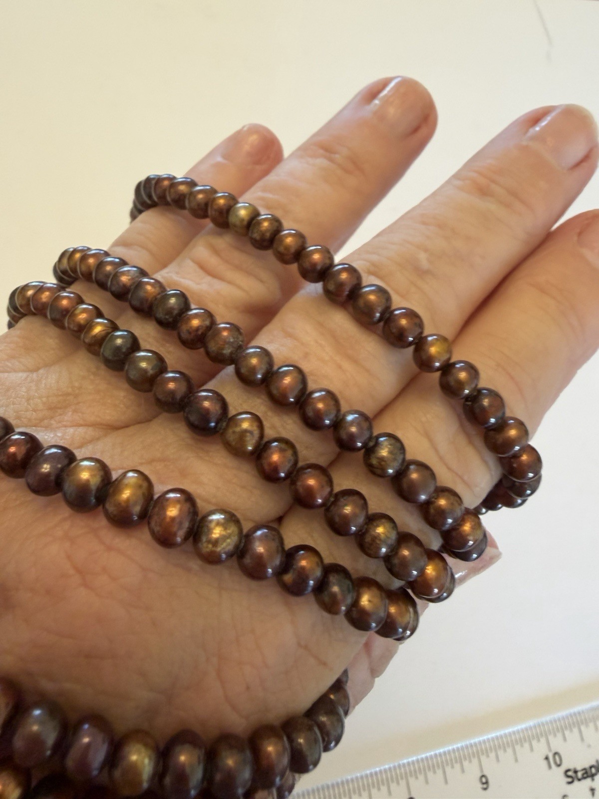 100” BRONZE COLORED FRESHWATER CULTURED PEARL STRAND 5-5.5mm