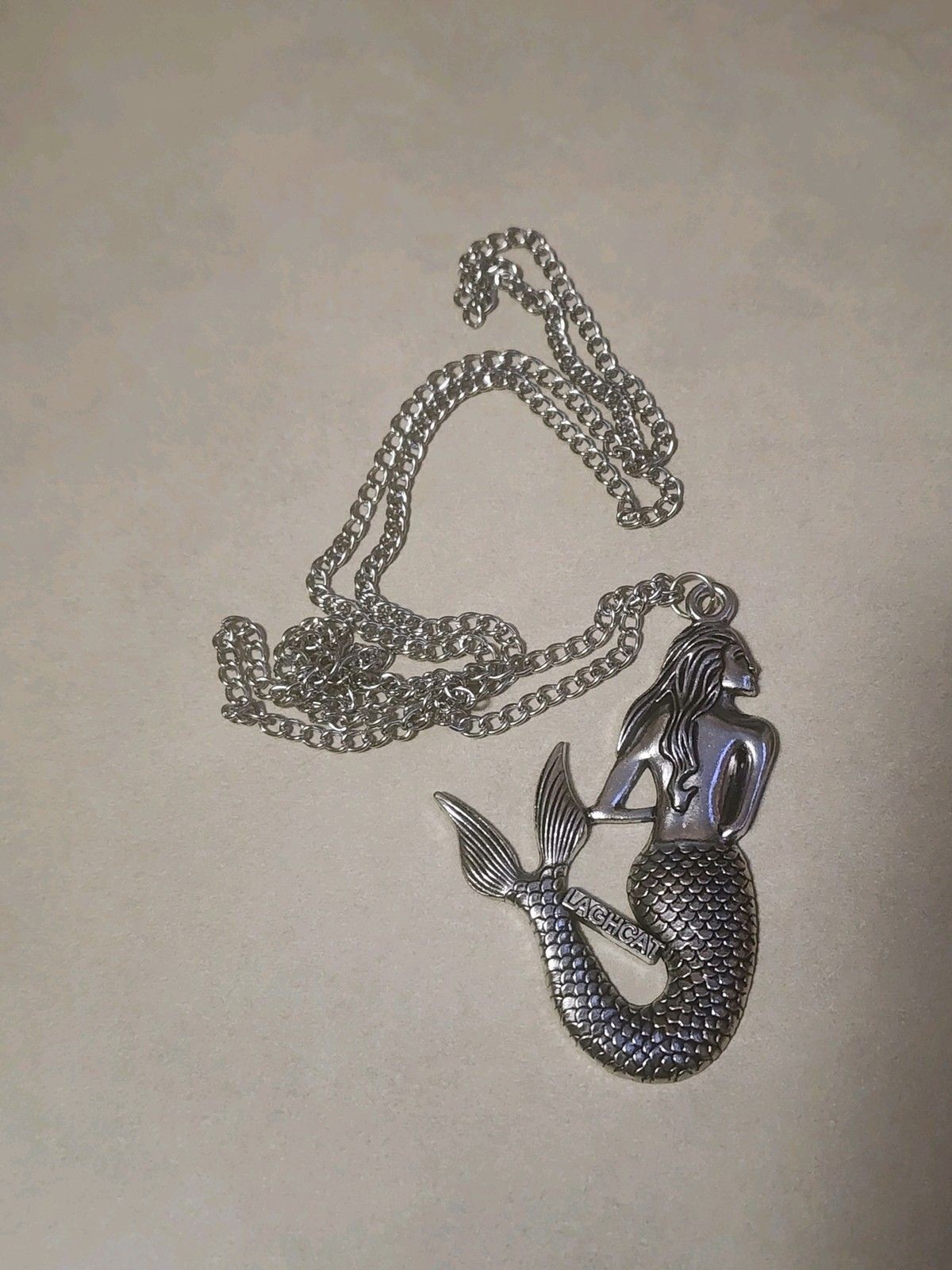 Mermaid Pendant Necklace Silver Tone Fashion Jewelry Chain Fantasy Ocean Theme