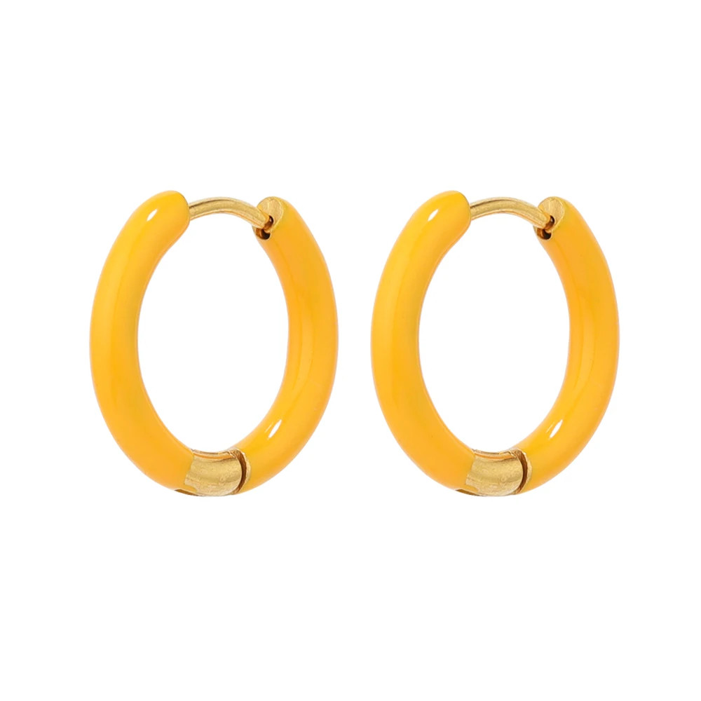 Stainless Steel Enamel Hoop Earrings Candy Color Huggie Small Kids Jewelry