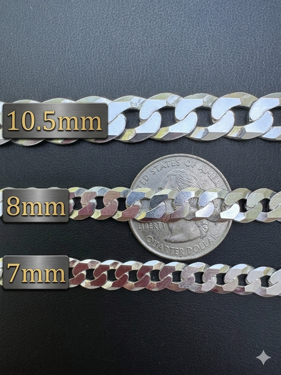 Real Solid 925 Sterling Silver Flat Curb Cuban Link Bracelet 3-10mm ITALY MADE