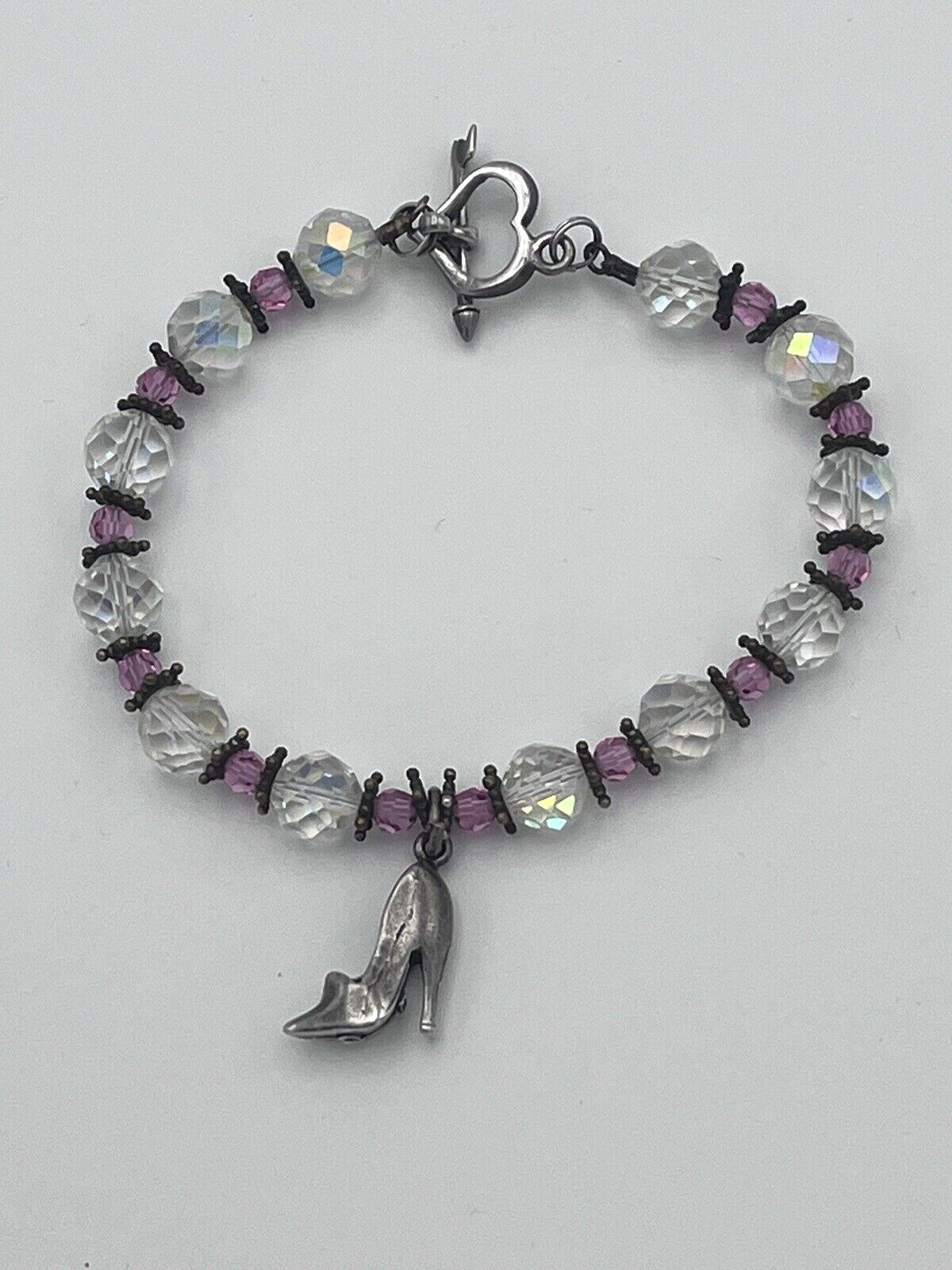 Handcrafted Glass Crystal Bracelets W/ Sterling 925 Dangle Charm Heels Penguin