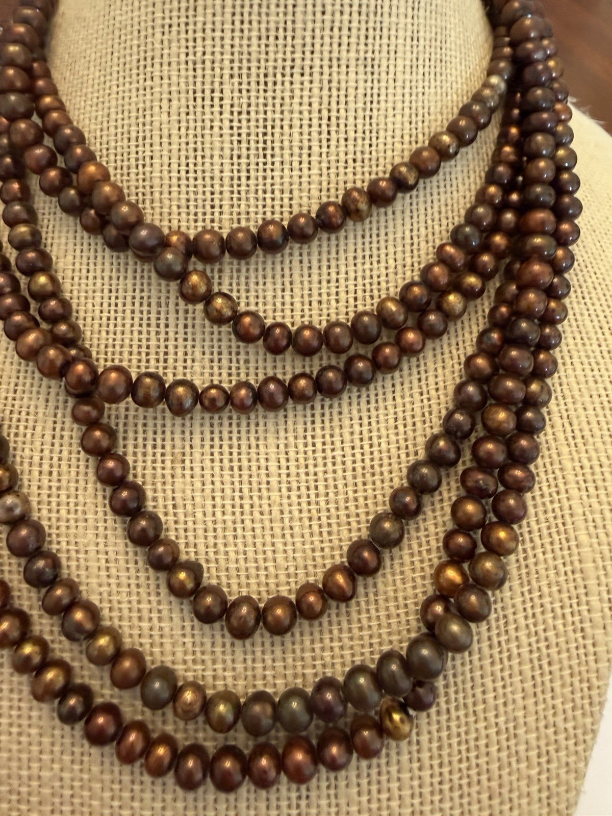 100” BRONZE COLORED FRESHWATER CULTURED PEARL STRAND 5-5.5mm