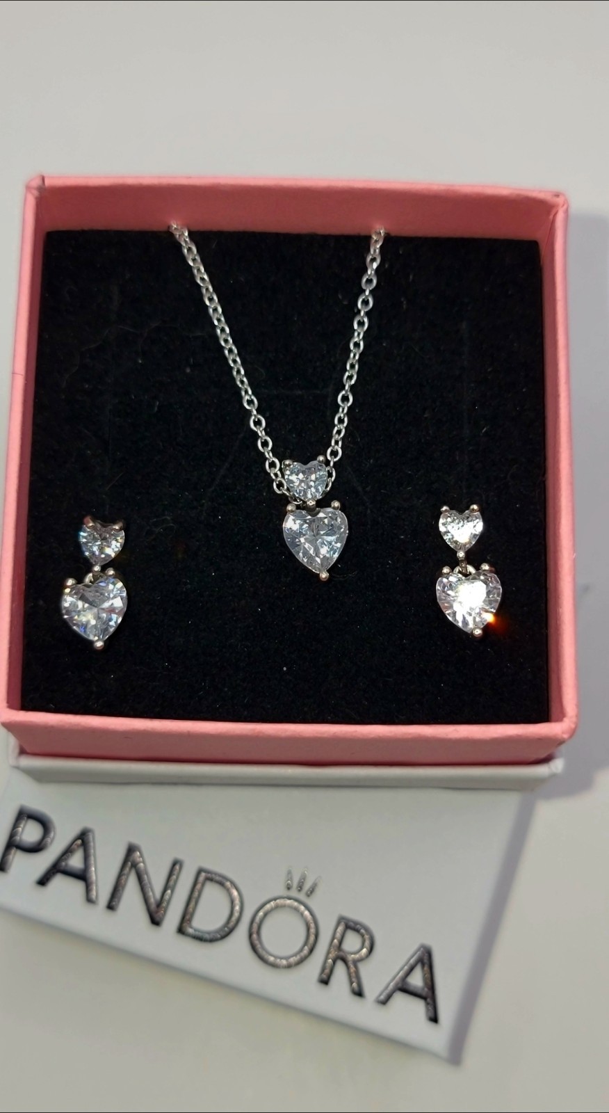 🔅Authentic Pandora Necklace Two-tone Circles With Earrings Gift Set In Box