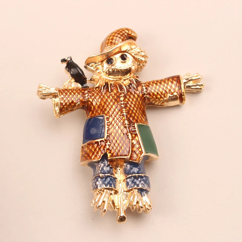 Halloween Scarecrow Brooch Pin Rhinestone Gothic Statement Jewelry Gift Women
