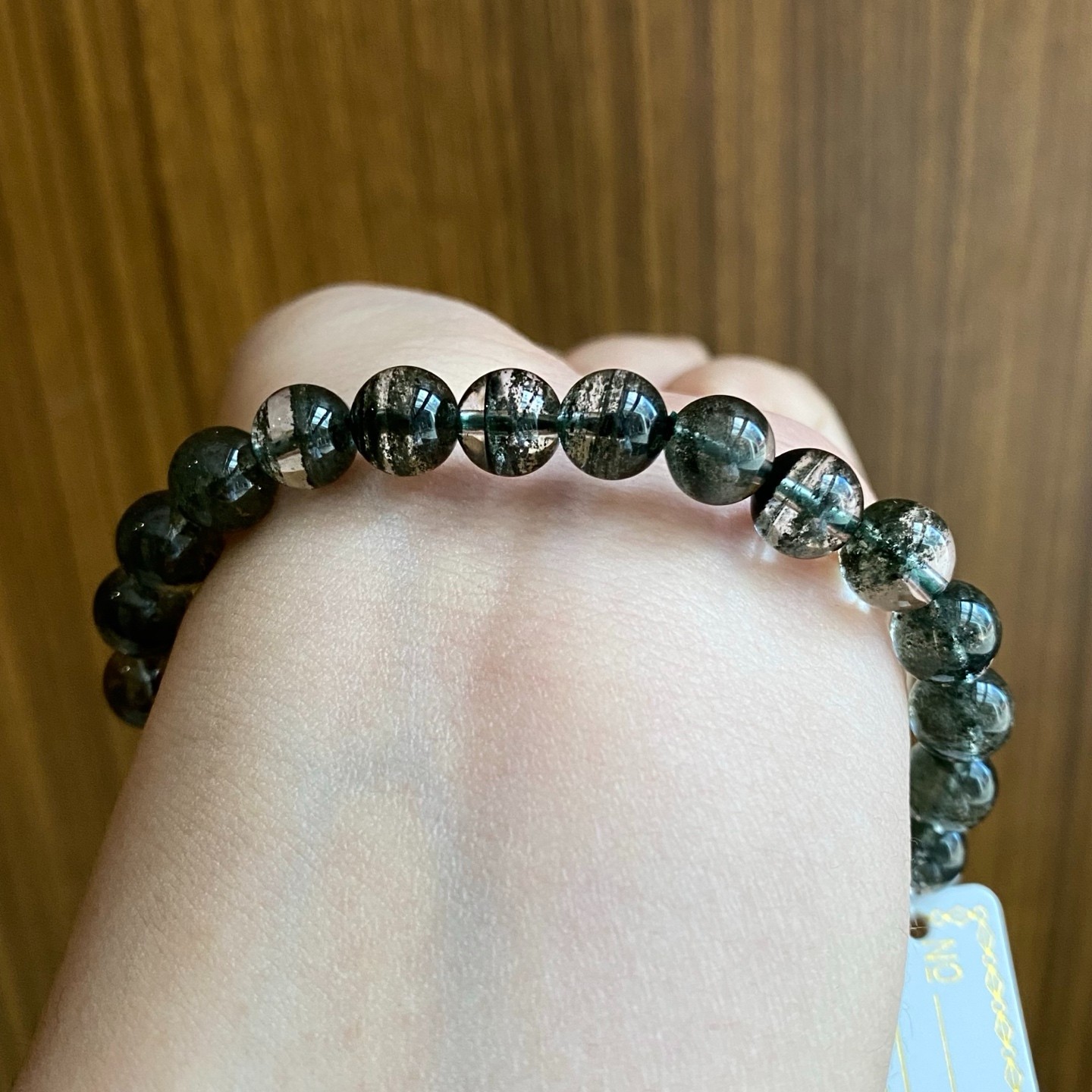 7.8mm Natural Green Phantom Quartz Bracelet healing Wealth Luck Crystal Jewelry