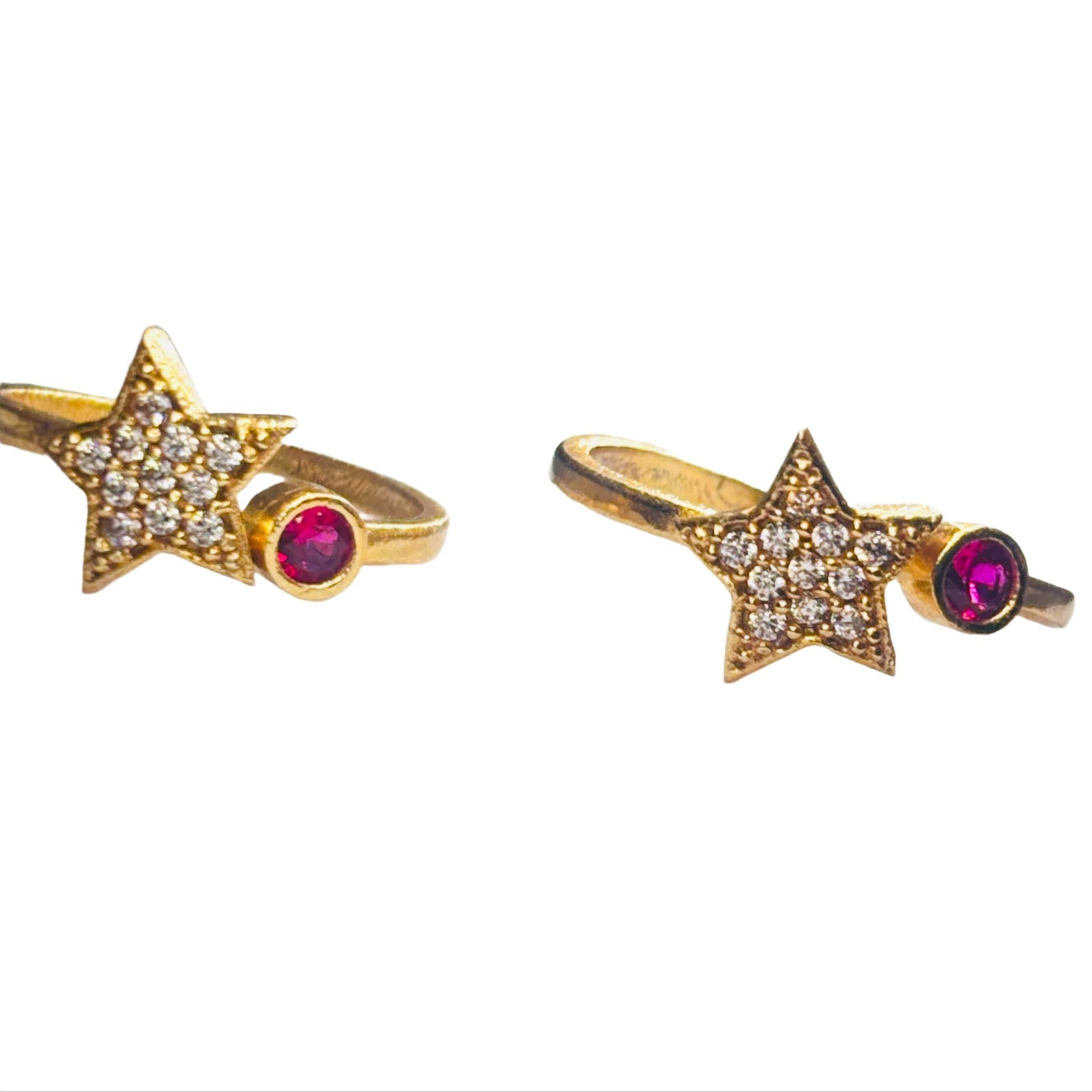 Star Adjustable Toe Ring Gold Plated Artificial Stone Open Band Foot Jewelry