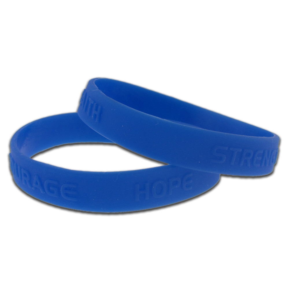PinMart’s Blue Hope Faith Courage Strength Rubber Bracelet