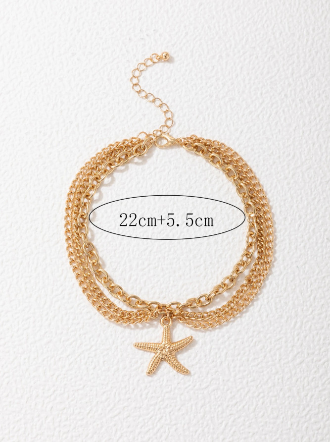 Adjustable Starfish Anklet Custom Chain Length Beach Summer Women Jewelry