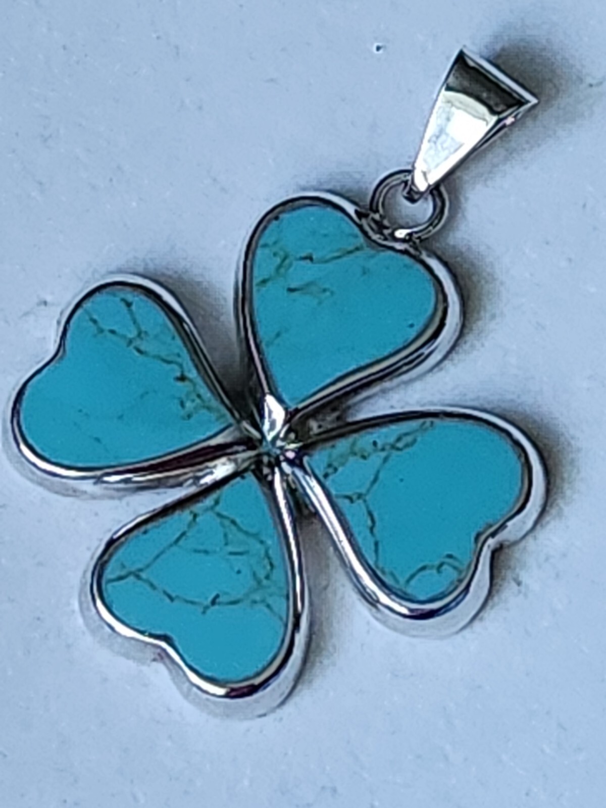 GREEN-BLUE TURQUOISE STERLING SILVER PENDANT, 17 GRAMS, MADE IN MEXICO