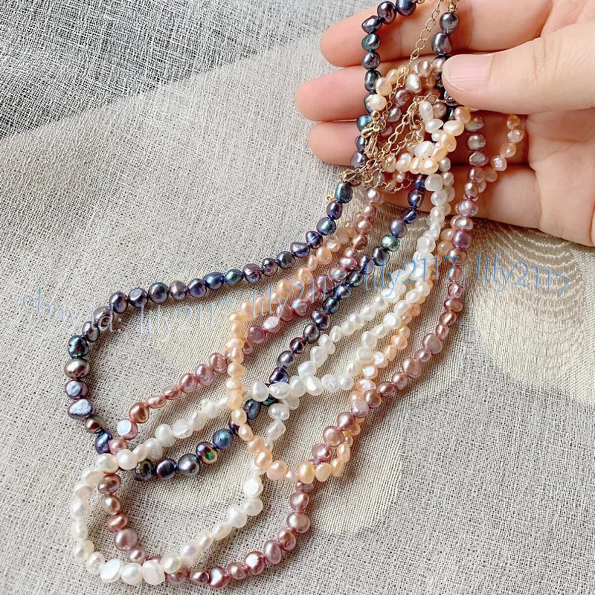 Small 4-5mm Genuine Natural Multicolor Freshwater Baroque Pearl Necklace 14-48”