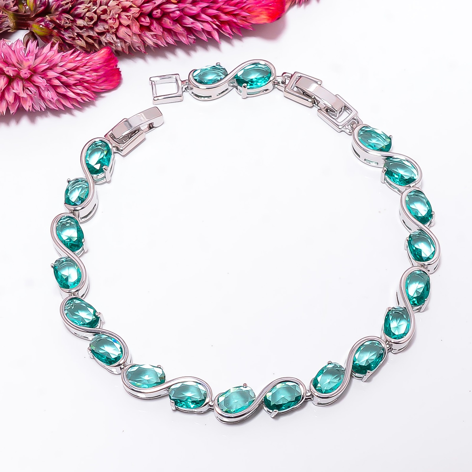 Apatite 925 Sterling Silver Adjustable Bracelet 7-8″ B141420 Valentine Day Gift