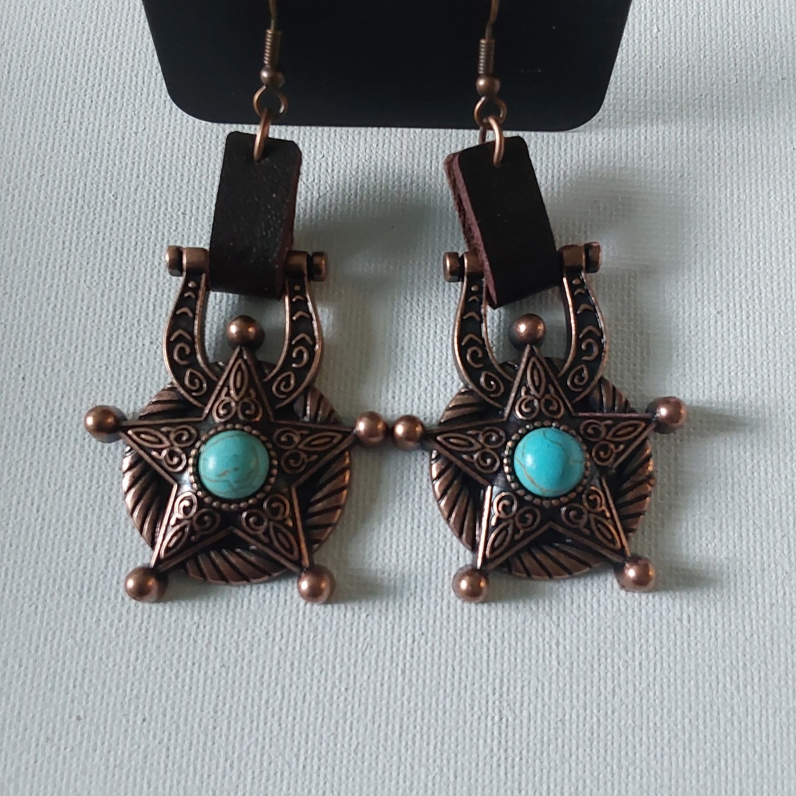 Paparazzi Western Warden Copper Star 2″ Earrings + Wings Ring Nickel Free #2
