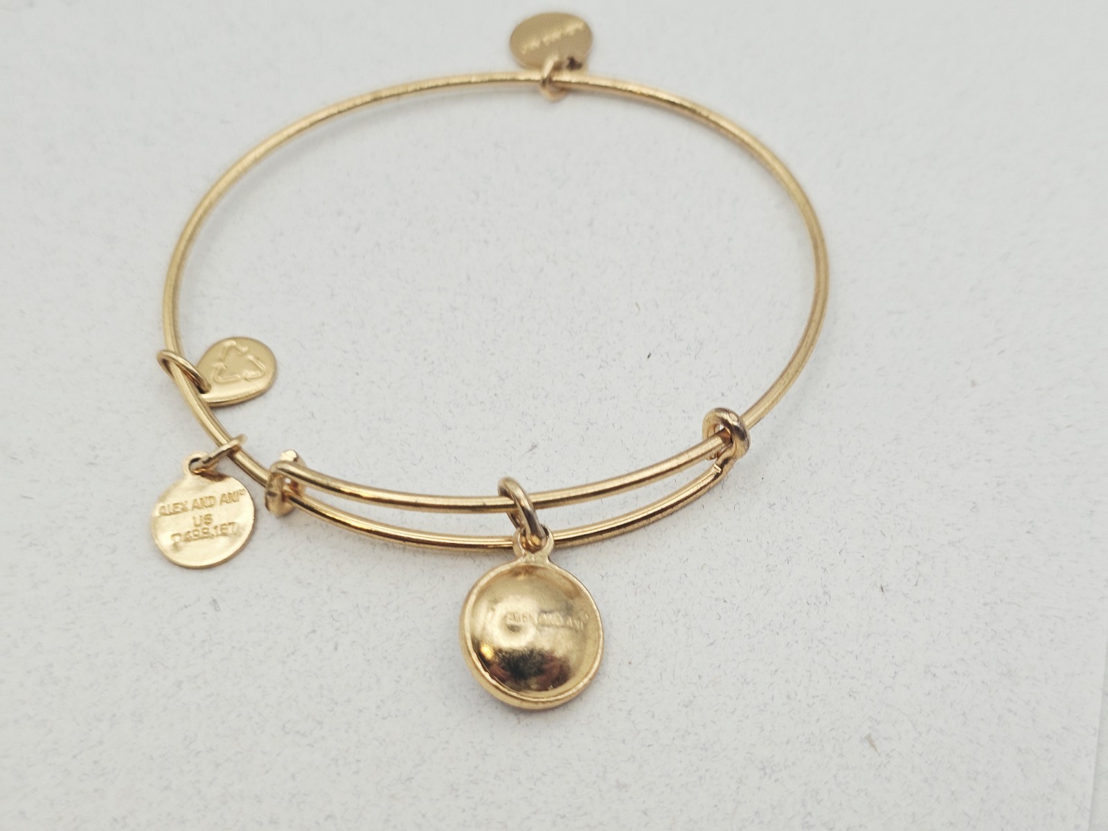 Alex Ani September Birthstone Swarovski Blue 💙 Crystal Charm Bangle Gold ✨️