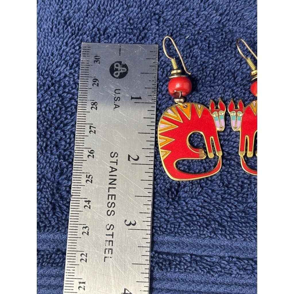 Vtg Laurel Burch Mythical Beast Earrings Hook Cloisonné Enamel Aardvark