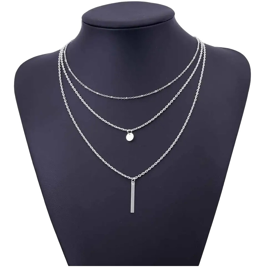 Women Fashion Jewelry Layered Double Pendant Necklace 25-4