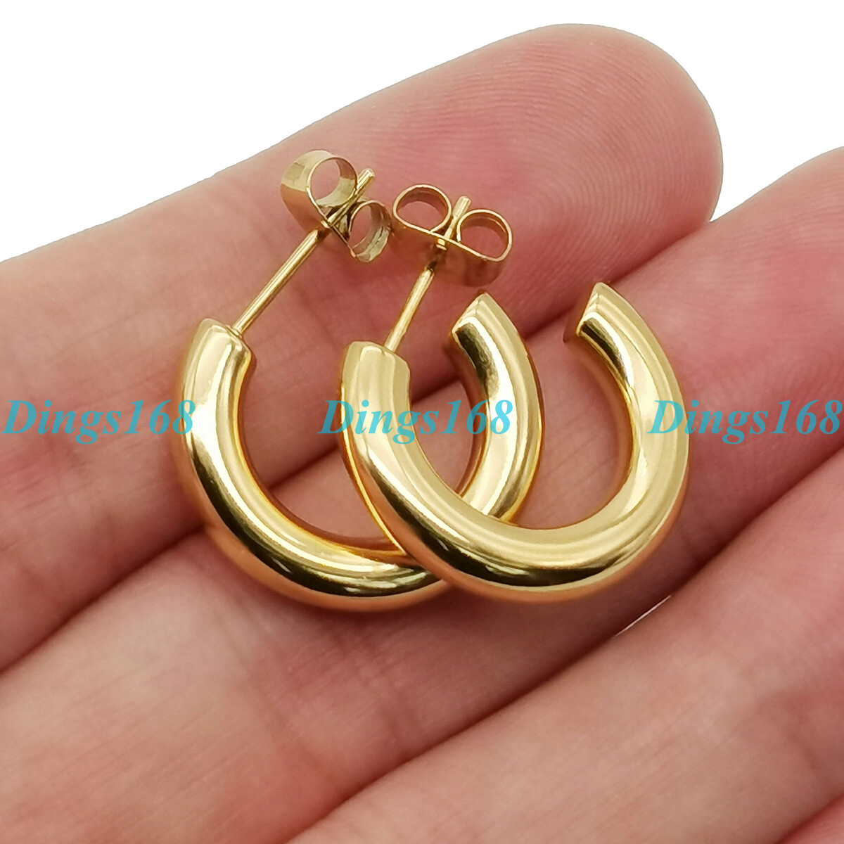 18K Yellow Gold Filled Tarnish-Free 20mm/0.8″ Small C-Hoop Post Back Earring C5A