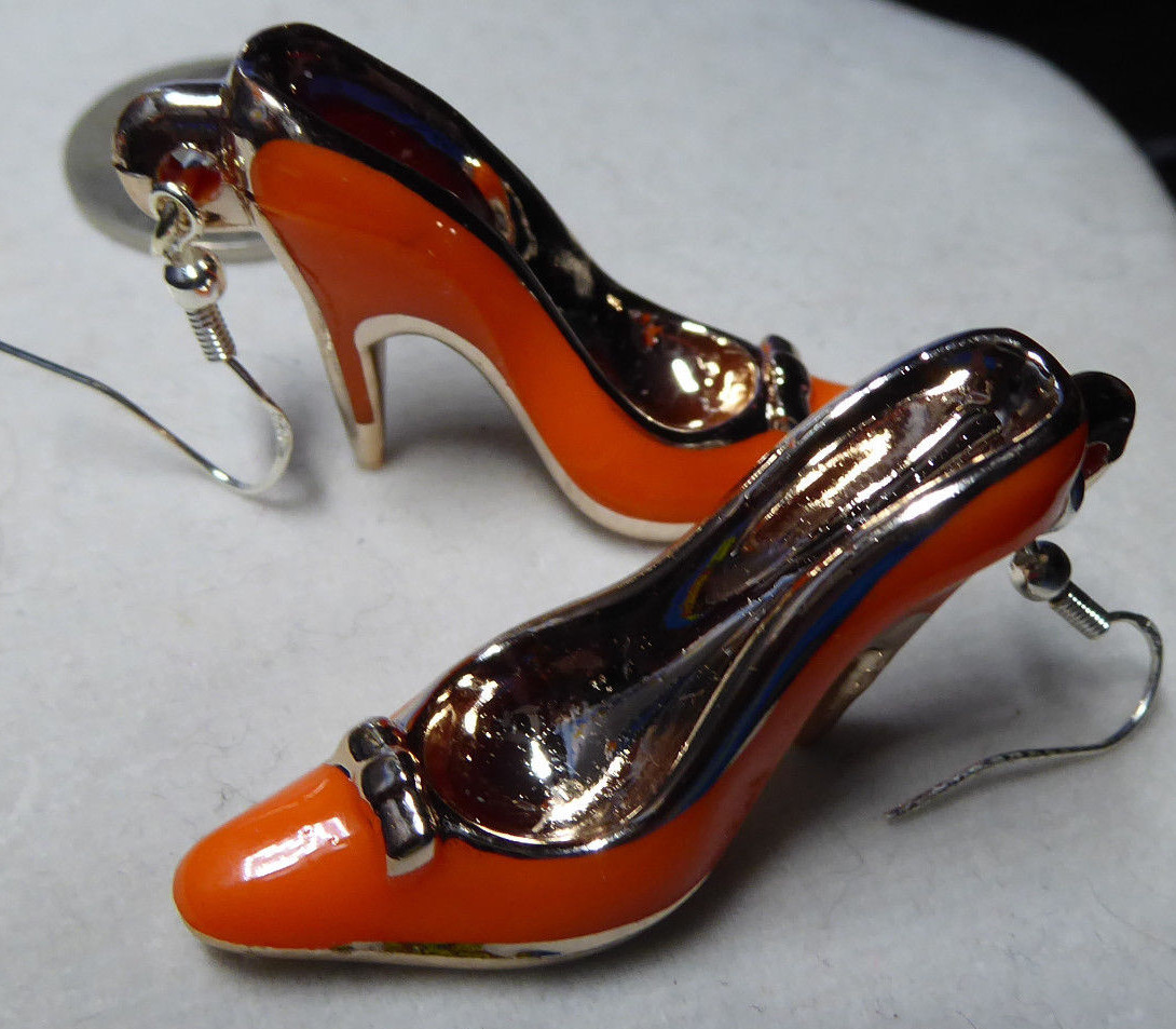 Unique Orange 925 EARRINGS HIGH HEEL SHOES STILETTO Halloween Nora Winn