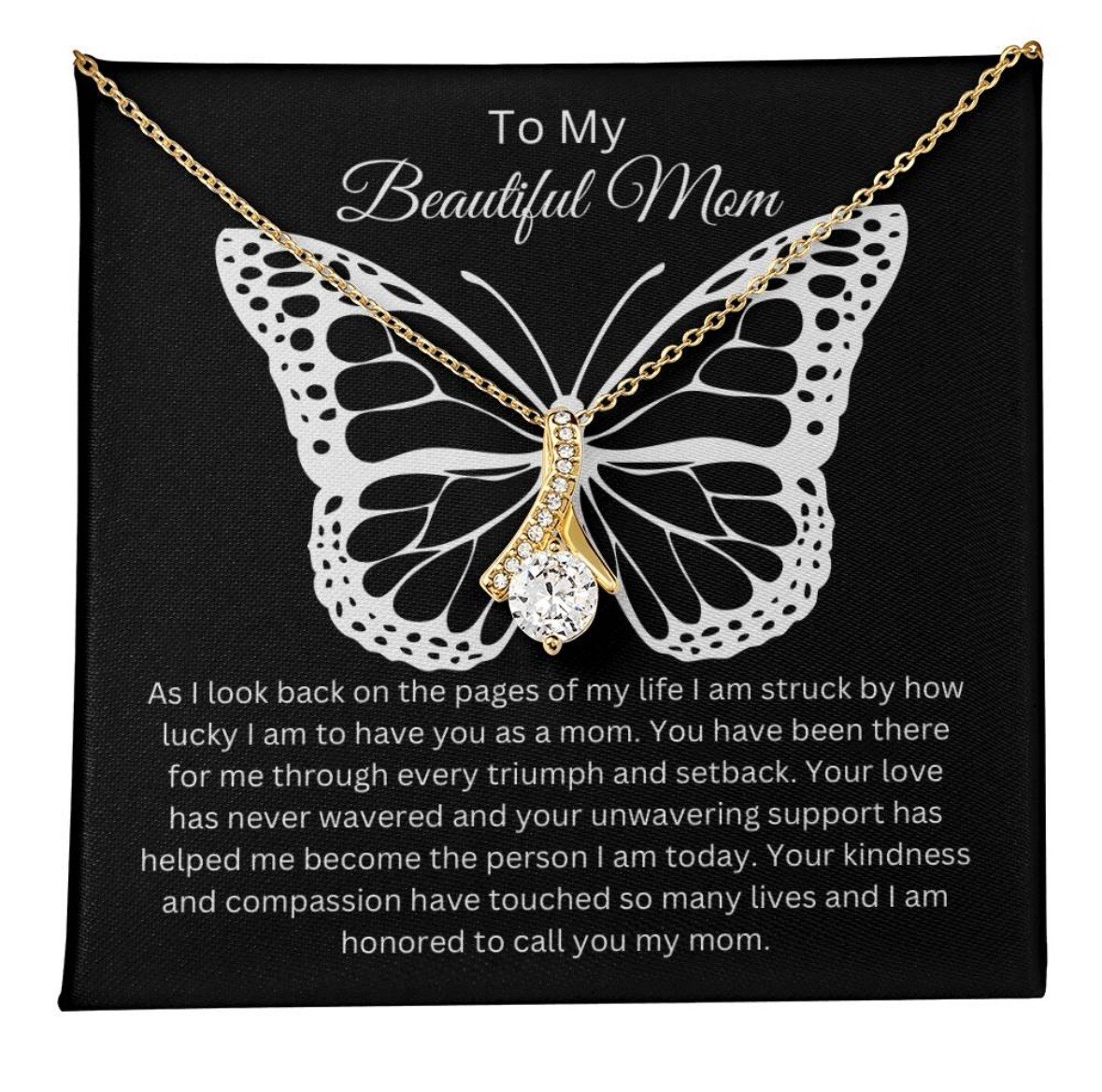 TO MY BEAUTIFUL MOM NECKLACE SOFT BOX GIFT HOLIDAY BIRTHDAY MOTHER’S DAY GIFT