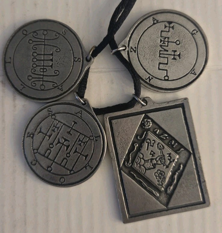 Lot of 4 Antique-Style Pendants or Talisman on String Sold AS SHOWN Lot.1T